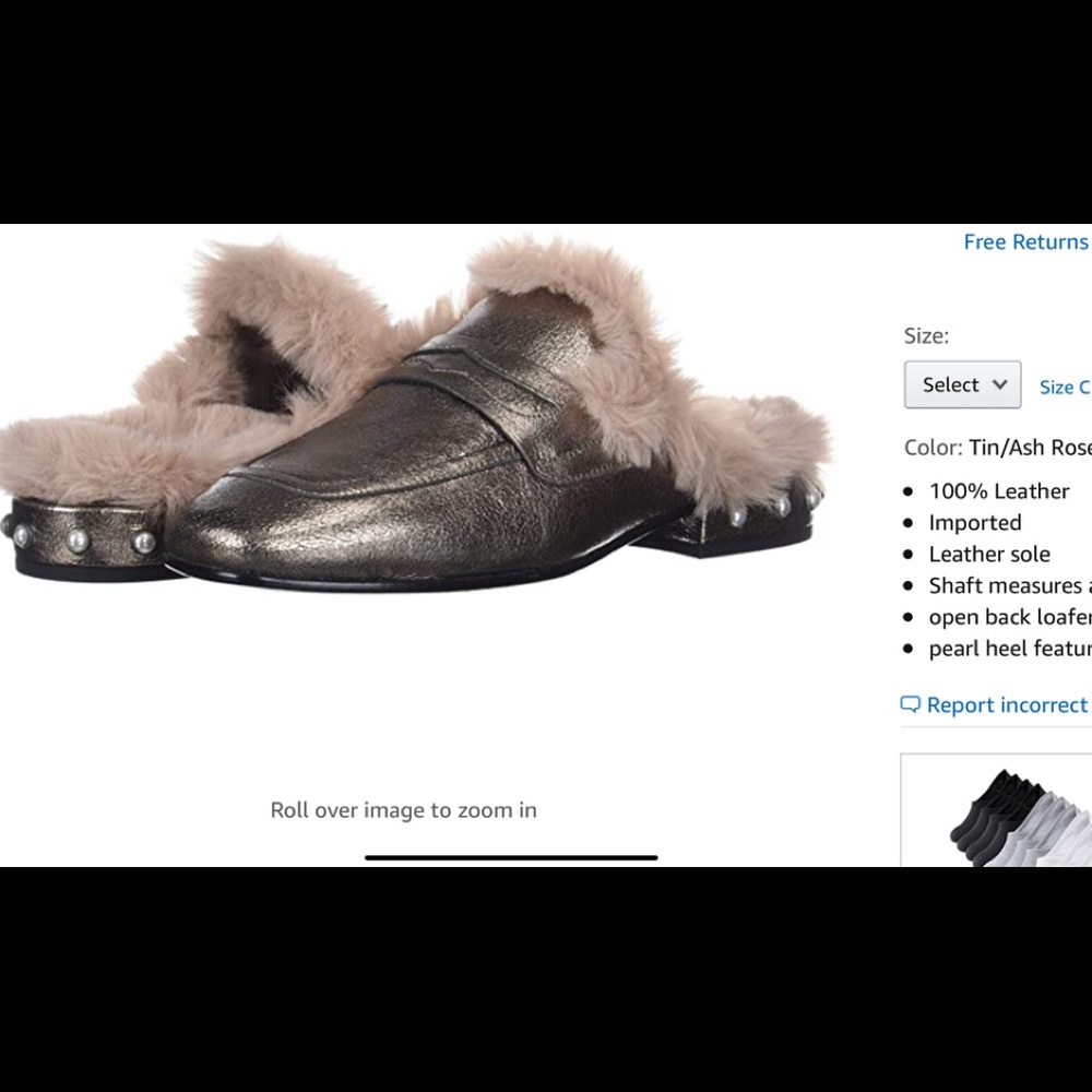 Like New ASH Rose Metallic Fur Loafers